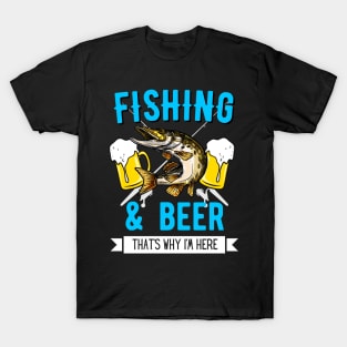 Fishing & Beer Funny Fisherman Angling Design T-Shirt